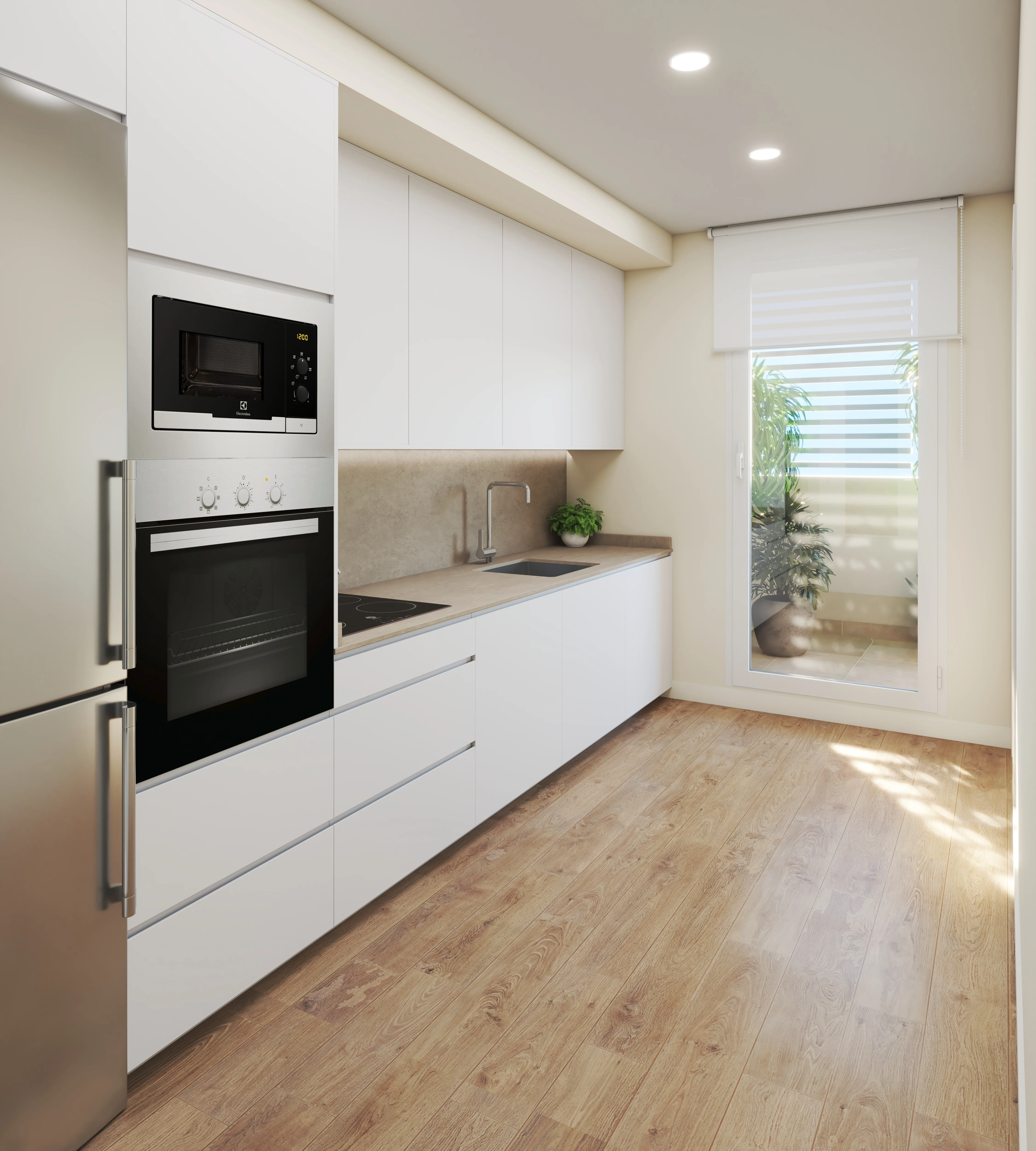 Cocina de obra nueva en Arcosur Zaragoza con encimera Silestone